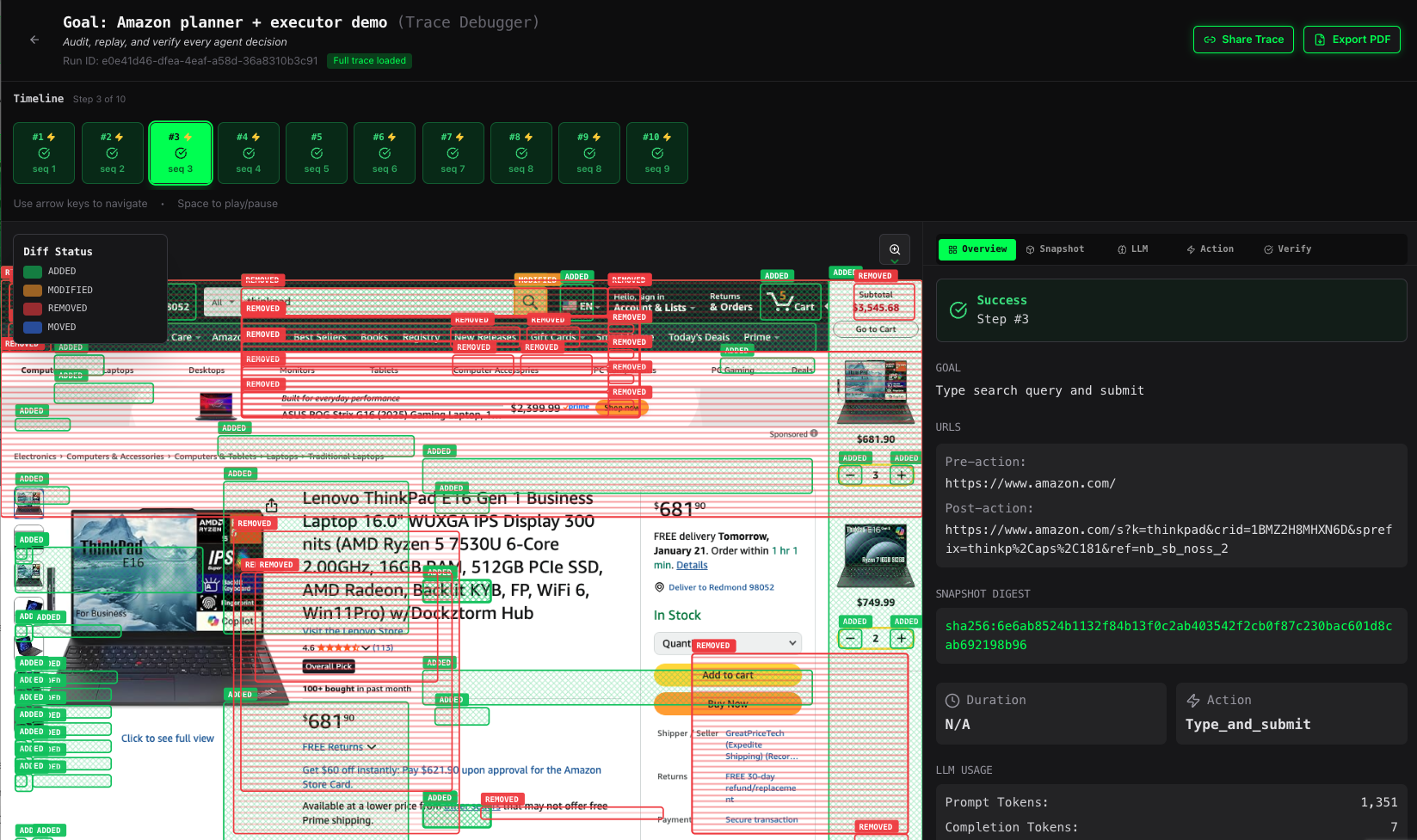 Predicate Studio Snapshot Diff Status
